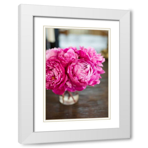 Peonies in Vase White Modern Wood Framed Art Print with Double Matting by Millet, Karyn