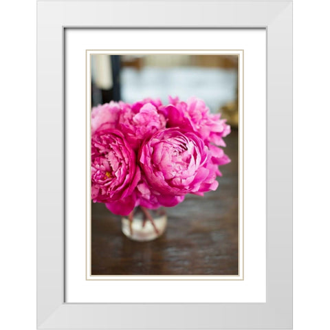 Peonies in Vase White Modern Wood Framed Art Print with Double Matting by Millet, Karyn
