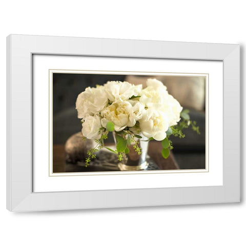 Vintage White Peony White Modern Wood Framed Art Print with Double Matting by Millet, Karyn