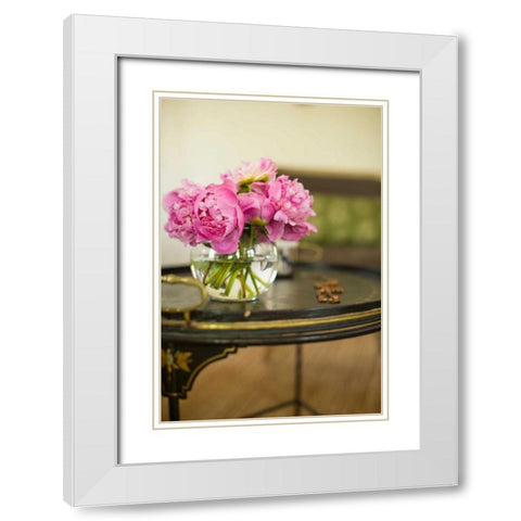 Peonies in the Parlor White Modern Wood Framed Art Print with Double Matting by Millet, Karyn