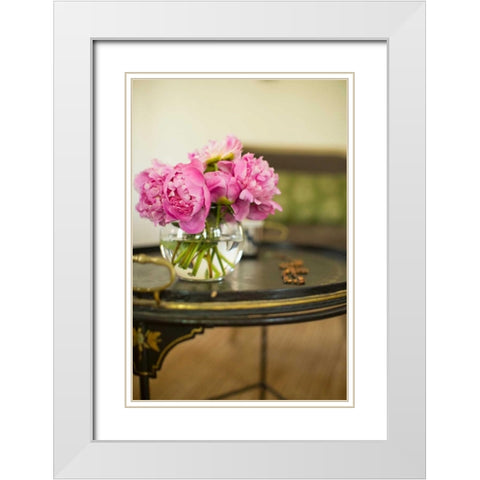 Peonies in the Parlor White Modern Wood Framed Art Print with Double Matting by Millet, Karyn