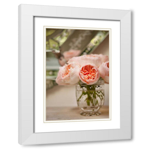 Bouquet of Peonies I White Modern Wood Framed Art Print with Double Matting by Millet, Karyn
