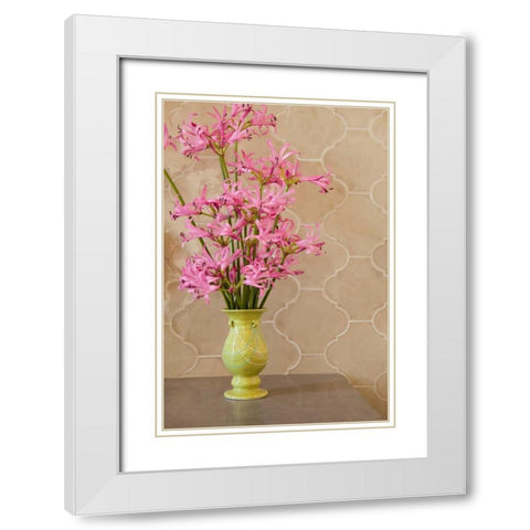 Pink Bouquet II White Modern Wood Framed Art Print with Double Matting by Millet, Karyn