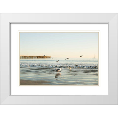 Ocean Pier White Modern Wood Framed Art Print with Double Matting by Millet, Karyn