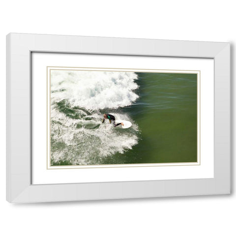 Surfing II White Modern Wood Framed Art Print with Double Matting by Millet, Karyn