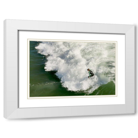 Surfing III White Modern Wood Framed Art Print with Double Matting by Millet, Karyn