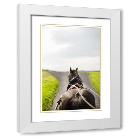 Horse Drawn White Modern Wood Framed Art Print with Double Matting by Millet, Karyn