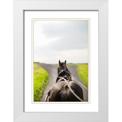 Horse Drawn White Modern Wood Framed Art Print with Double Matting by Millet, Karyn