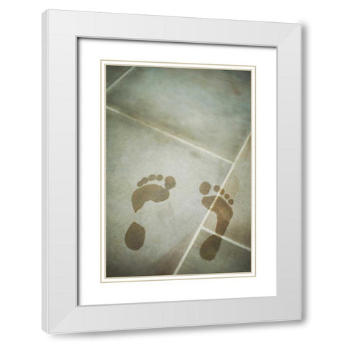 Footprints White Modern Wood Framed Art Print with Double Matting by Millet, Karyn
