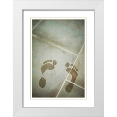 Footprints White Modern Wood Framed Art Print with Double Matting by Millet, Karyn