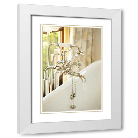 Faucet I White Modern Wood Framed Art Print with Double Matting by Millet, Karyn