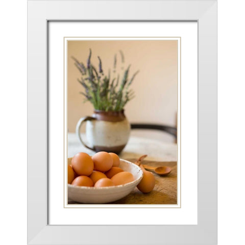 Eggs White Modern Wood Framed Art Print with Double Matting by Millet, Karyn