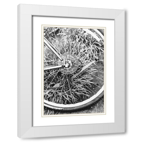 Bike Spoke White Modern Wood Framed Art Print with Double Matting by Millet, Karyn