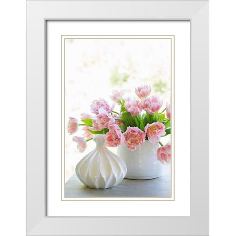 Tulip Bouquet I White Modern Wood Framed Art Print with Double Matting by Millet, Karyn