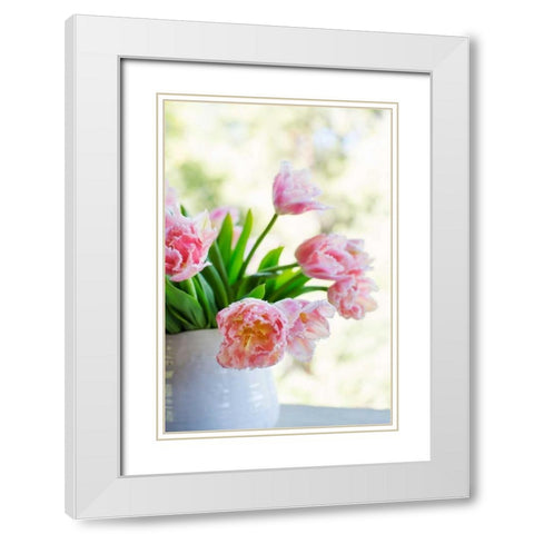 Tulip Bouquet II White Modern Wood Framed Art Print with Double Matting by Millet, Karyn