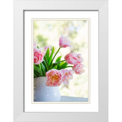 Tulip Bouquet II White Modern Wood Framed Art Print with Double Matting by Millet, Karyn