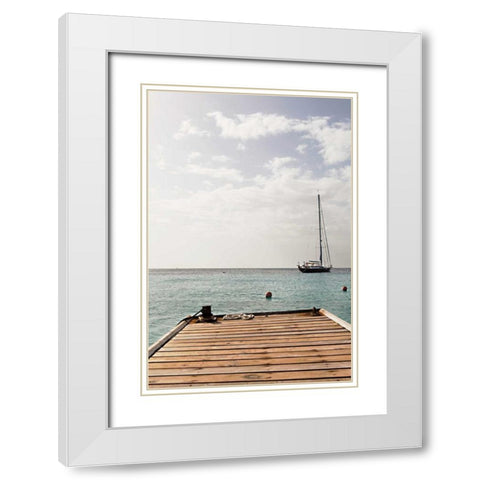 Dock View II White Modern Wood Framed Art Print with Double Matting by Millet, Karyn