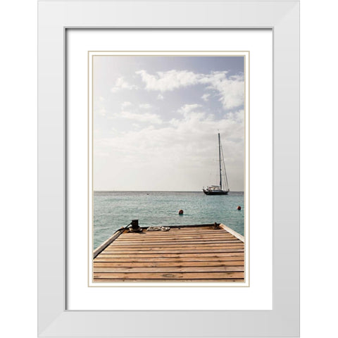 Dock View II White Modern Wood Framed Art Print with Double Matting by Millet, Karyn