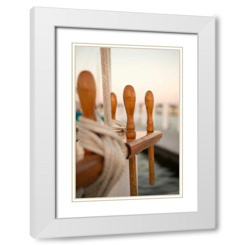 Boat Ties White Modern Wood Framed Art Print with Double Matting by Millet, Karyn