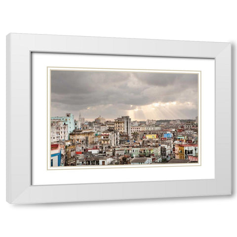 Cuban Skyline I White Modern Wood Framed Art Print with Double Matting by Millet, Karyn