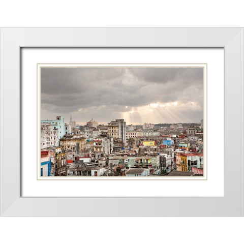 Cuban Skyline I White Modern Wood Framed Art Print with Double Matting by Millet, Karyn