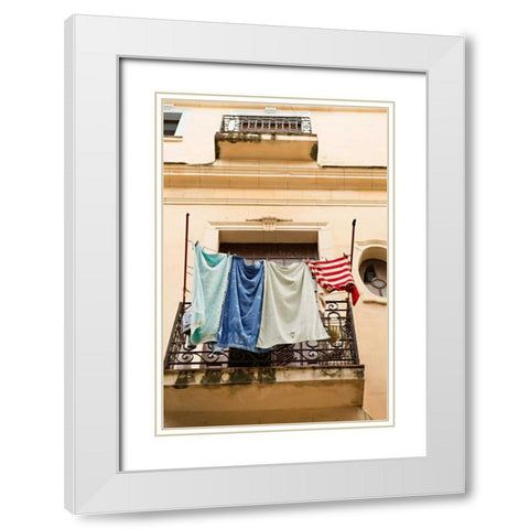Cuban Balcony II White Modern Wood Framed Art Print with Double Matting by Millet, Karyn