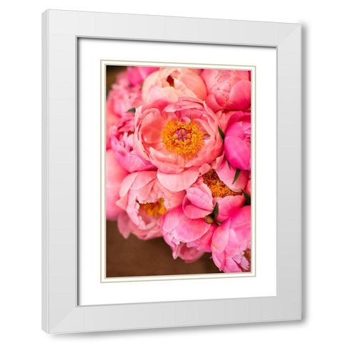 Variations Of Pink Bouquet White Modern Wood Framed Art Print with Double Matting by Millet, Karyn