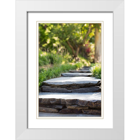 Layered Stone Path White Modern Wood Framed Art Print with Double Matting by Millet, Karyn