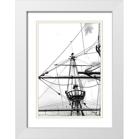 Sail Lines and Angles BandW White Modern Wood Framed Art Print with Double Matting by Millet, Karyn