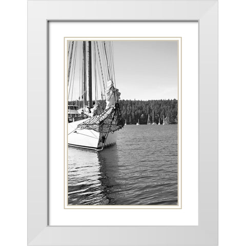 Out To Sea BandW White Modern Wood Framed Art Print with Double Matting by Millet, Karyn