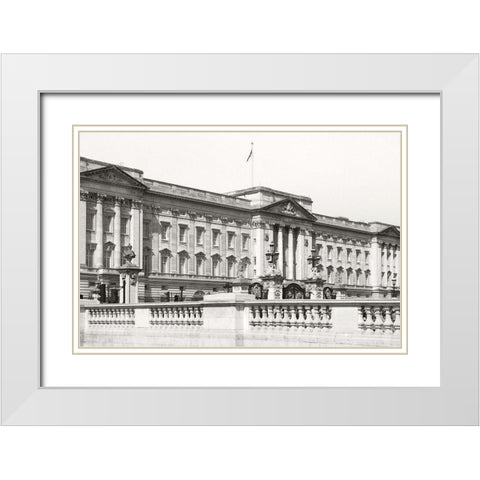 Buckingham Palace BandW White Modern Wood Framed Art Print with Double Matting by Millet, Karyn