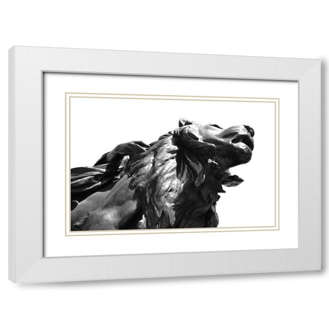 Stone Lion White Modern Wood Framed Art Print with Double Matting by Millet, Karyn