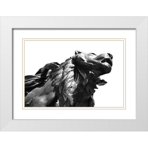 Stone Lion White Modern Wood Framed Art Print with Double Matting by Millet, Karyn