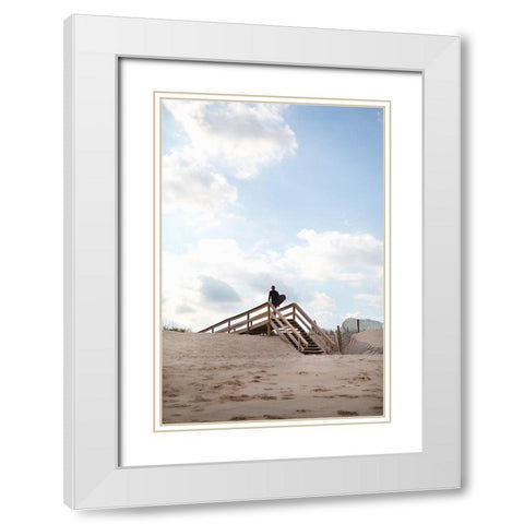 Sandy Stairs White Modern Wood Framed Art Print with Double Matting by Millet, Karyn