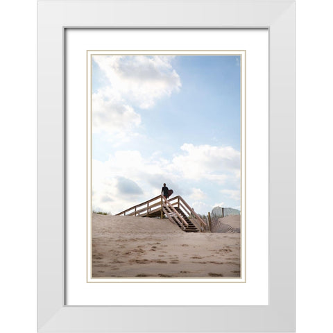 Sandy Stairs White Modern Wood Framed Art Print with Double Matting by Millet, Karyn