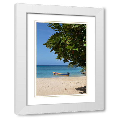 Beachside Jon Boat White Modern Wood Framed Art Print with Double Matting by Millet, Karyn
