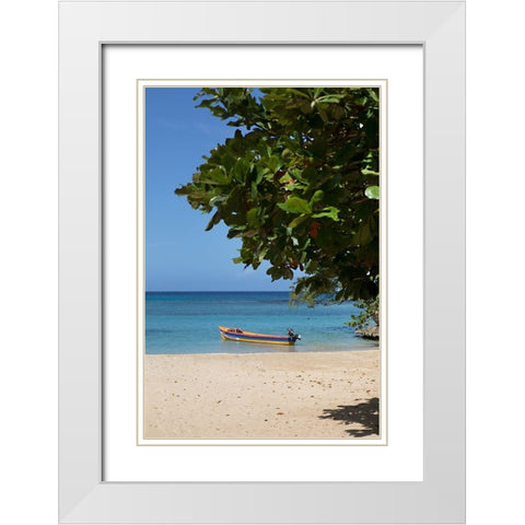 Beachside Jon Boat White Modern Wood Framed Art Print with Double Matting by Millet, Karyn