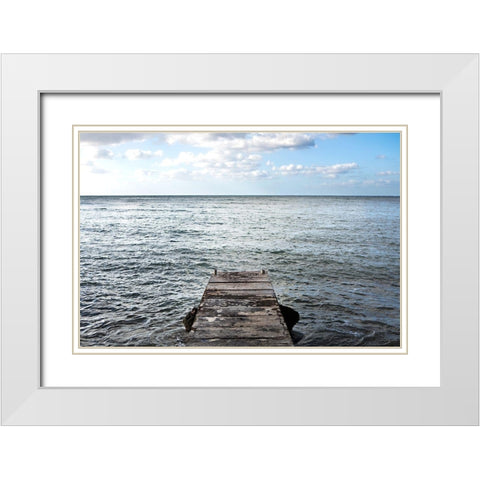 Pier Over The Rocky Sea White Modern Wood Framed Art Print with Double Matting by Millet, Karyn