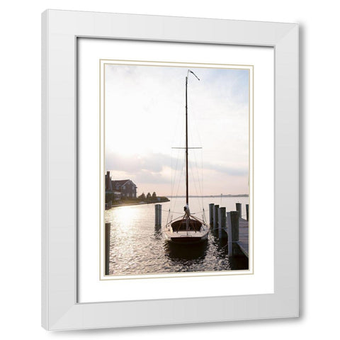 Along The Pier White Modern Wood Framed Art Print with Double Matting by Millet, Karyn