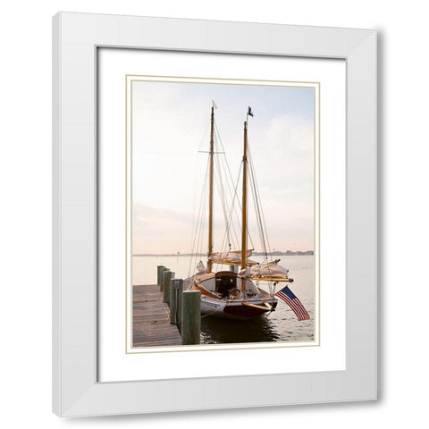 Patriotic Sailing White Modern Wood Framed Art Print with Double Matting by Millet, Karyn