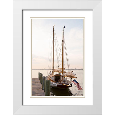 Patriotic Sailing White Modern Wood Framed Art Print with Double Matting by Millet, Karyn