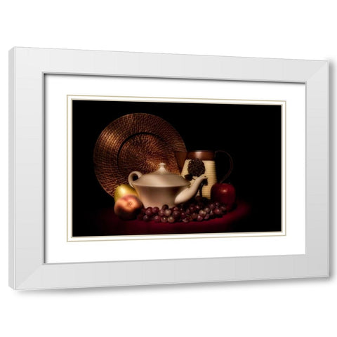 Teapot with Fruit Still Life White Modern Wood Framed Art Print with Double Matting by McNemar, C. Thomas