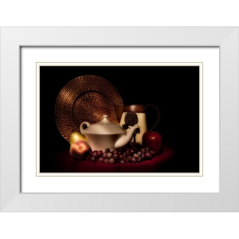 Teapot with Fruit Still Life White Modern Wood Framed Art Print with Double Matting by McNemar, C. Thomas