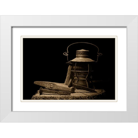 Working on the Railroad White Modern Wood Framed Art Print with Double Matting by McNemar, C. Thomas