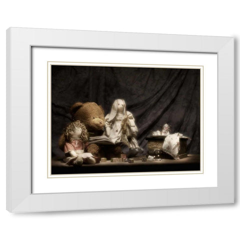 Story Time White Modern Wood Framed Art Print with Double Matting by McNemar, C. Thomas