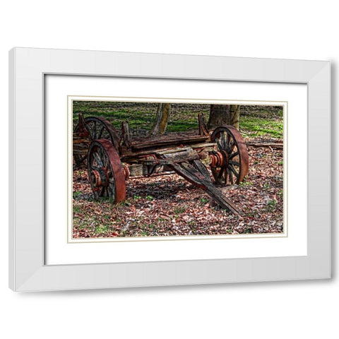 Abandoned Wagon White Modern Wood Framed Art Print with Double Matting by McNemar, C. Thomas