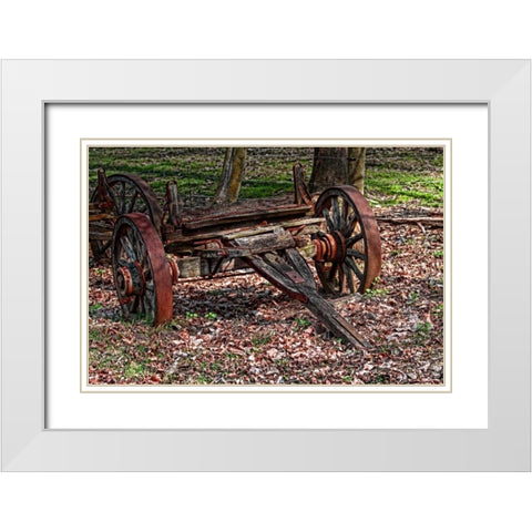 Abandoned Wagon White Modern Wood Framed Art Print with Double Matting by McNemar, C. Thomas