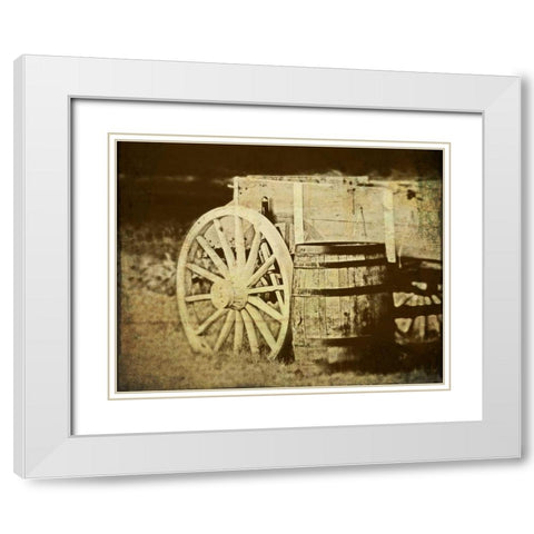 Rustic Wagon and Barrel White Modern Wood Framed Art Print with Double Matting by McNemar, C. Thomas
