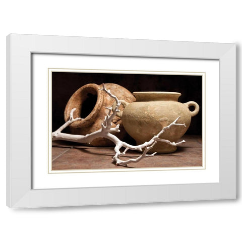 Pottery with Branch II White Modern Wood Framed Art Print with Double Matting by McNemar, C. Thomas