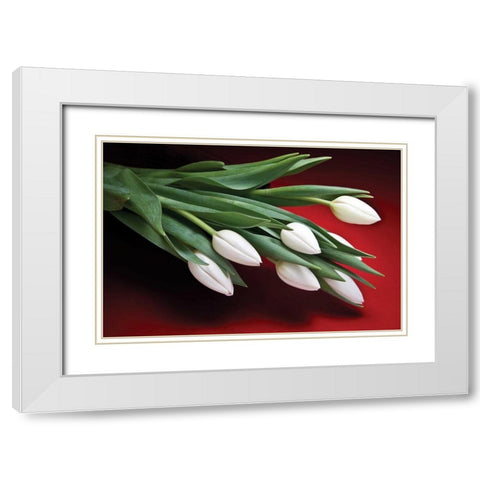 Tulips I White Modern Wood Framed Art Print with Double Matting by McNemar, C. Thomas